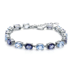 Mystic Quartz & Sky Blue Topaz Bracelet â€?925 Sterling Silver Natural Gemstone Bracelet Pearl Unique