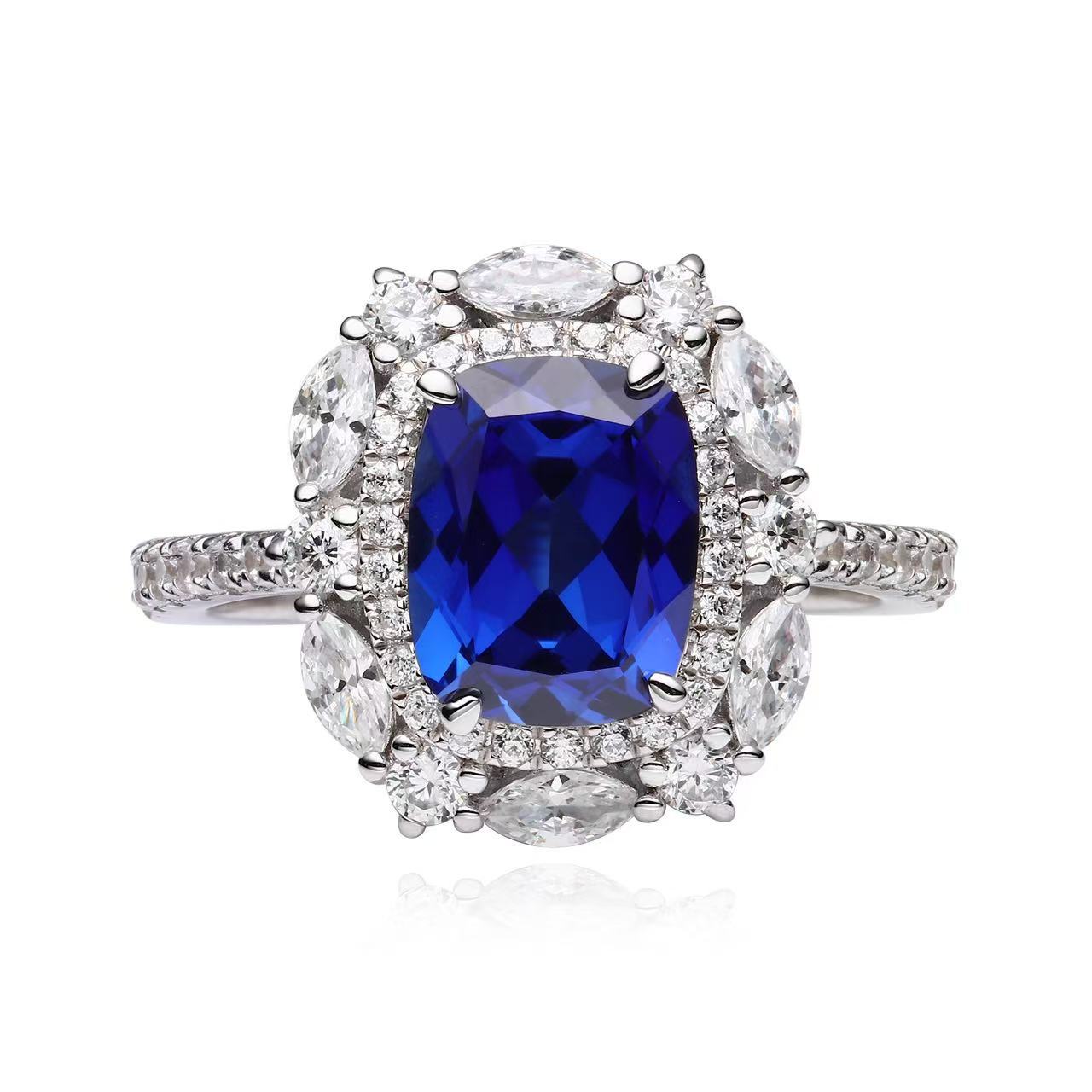 Luxury Gala 5.5ct Blue Sapphire Ring in S925 Silver