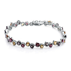Natural Garnet, Citrine & Smoky Quartz Bracelet â€?925 Sterling Silver Gemstone Bracele Pearl Unique