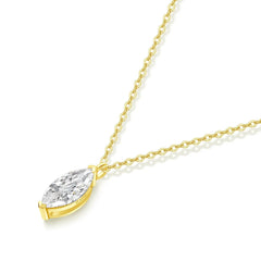 18K Gold Lab-Grown Diamond Necklace â€?0.46ct Marquise Solitaire Pendant (Au750) Pearl Unique