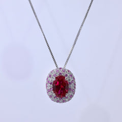 Gala Celestial Elegance 7.65ct Oval Ruby Halo Set in S925 Sterling Silver
