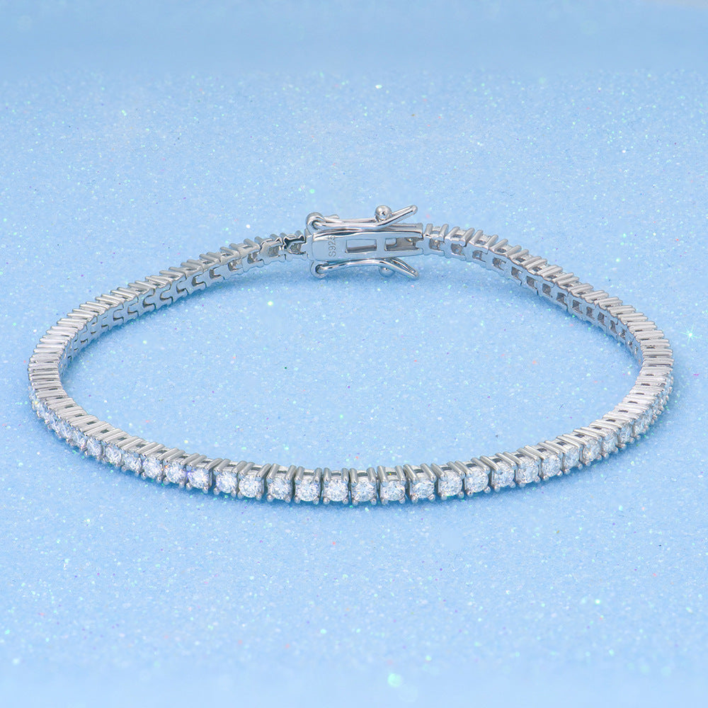 S925 Sterling Silver Moissanite Tennis Bracelet â€?Full Pavé 2-6mm Stones, Luxury Unisex Jewelry Pearl Unique