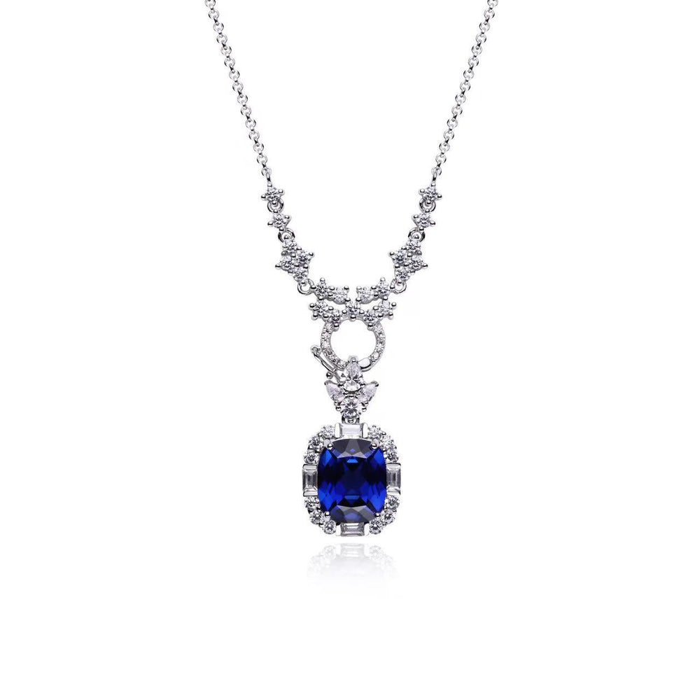 Luxury Gala 5.5ct Blue Sapphire Necklace in S925 Silver