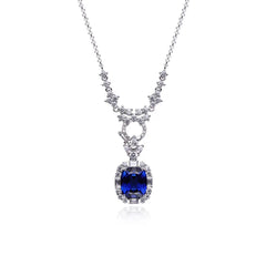 Luxury Gala 5.5ct Blue Sapphire Necklace in S925 Silver