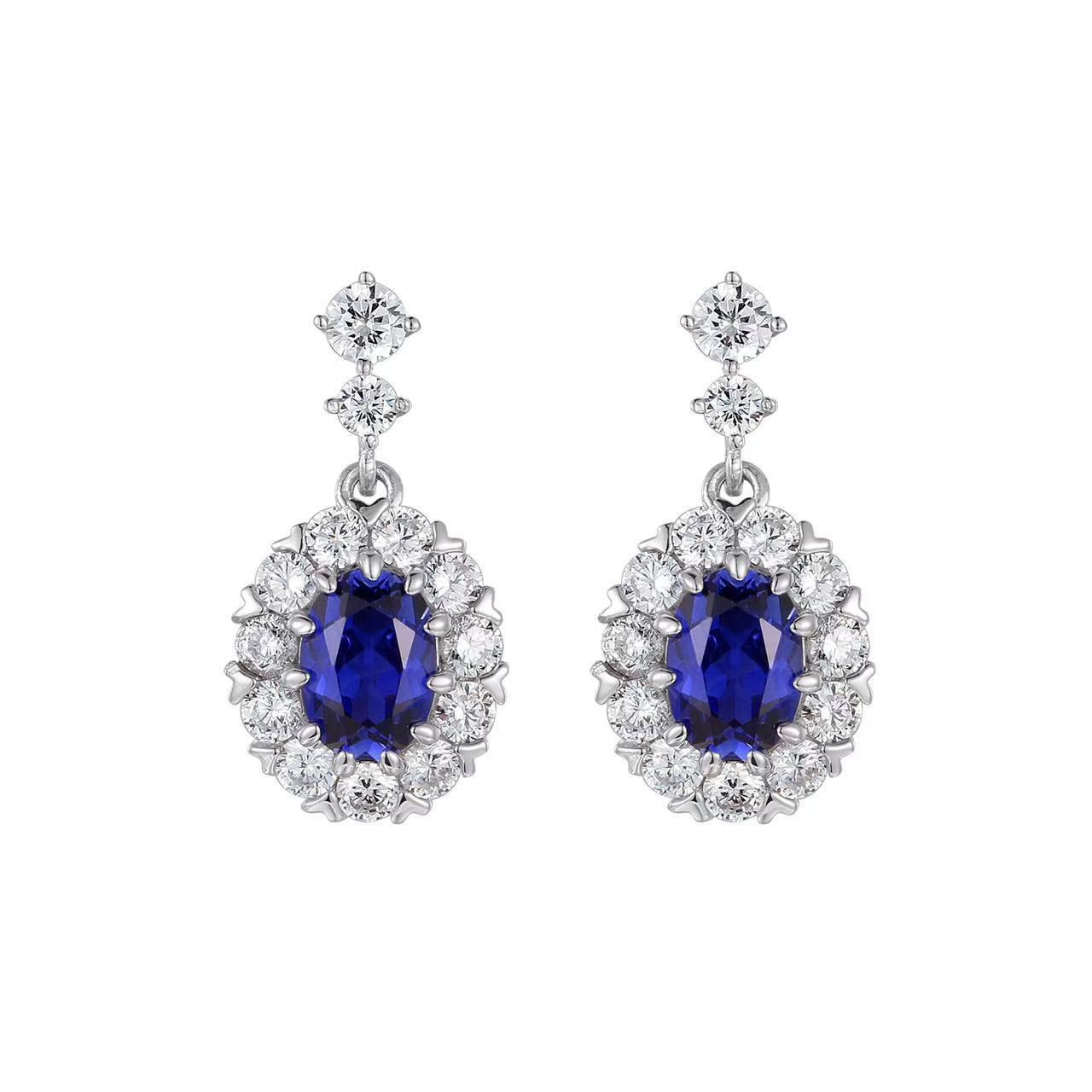 Gala 3ct Oval-Cut Sapphire Earrings in Sterling Silver