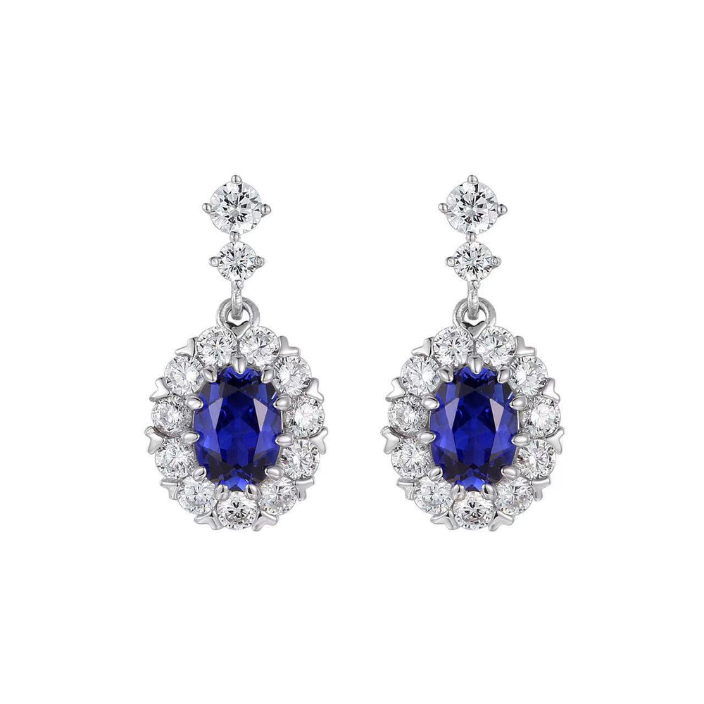 Gala 3ct Oval-Cut Sapphire Earrings in Sterling Silver