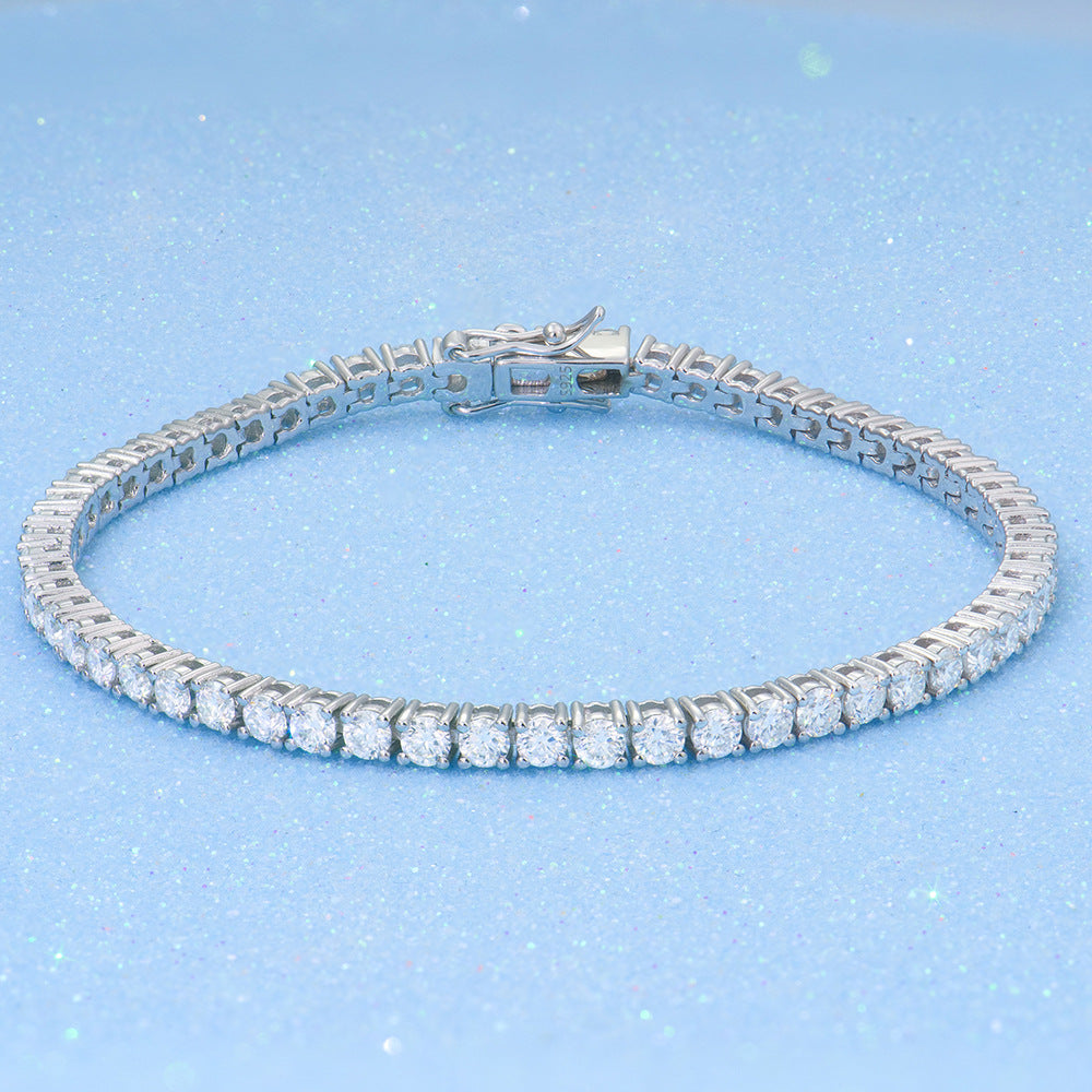 S925 Sterling Silver Moissanite Tennis Bracelet â€?Full Pavé 2-6mm Stones, Luxury Unisex Jewelry Pearl Unique