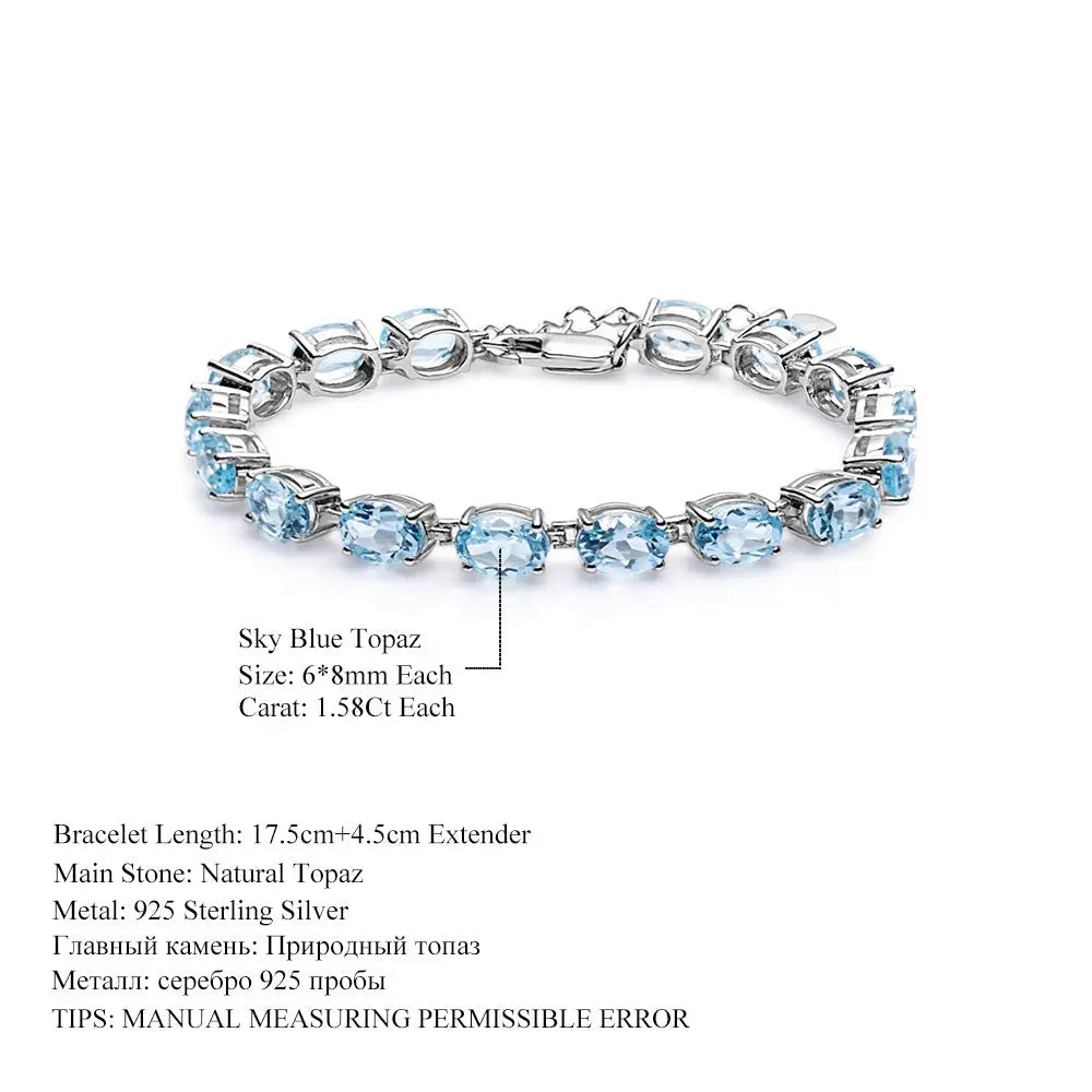 Mystic Quartz & Sky Blue Topaz Bracelet â€?925 Sterling Silver Natural Gemstone Bracelet Pearl Unique