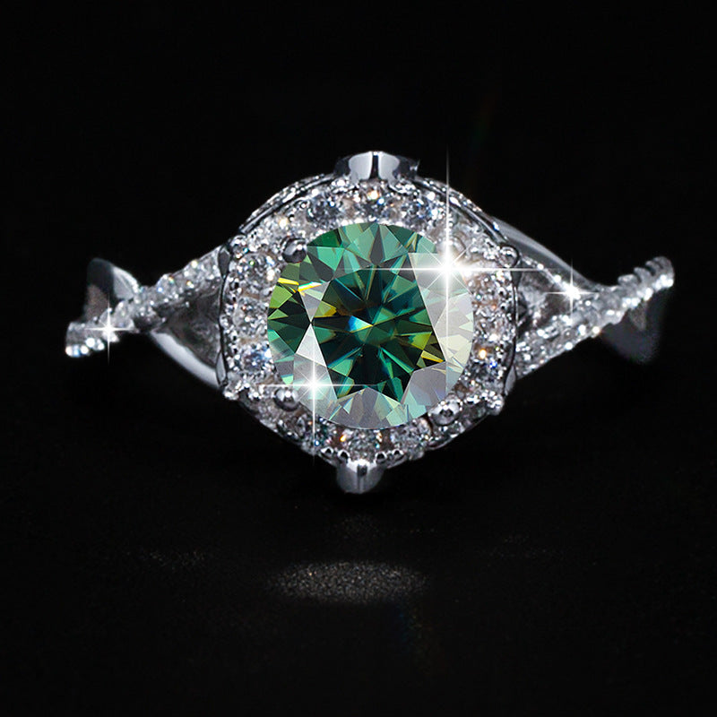 Luxury moissanite proposal ring in sterling silver for women
