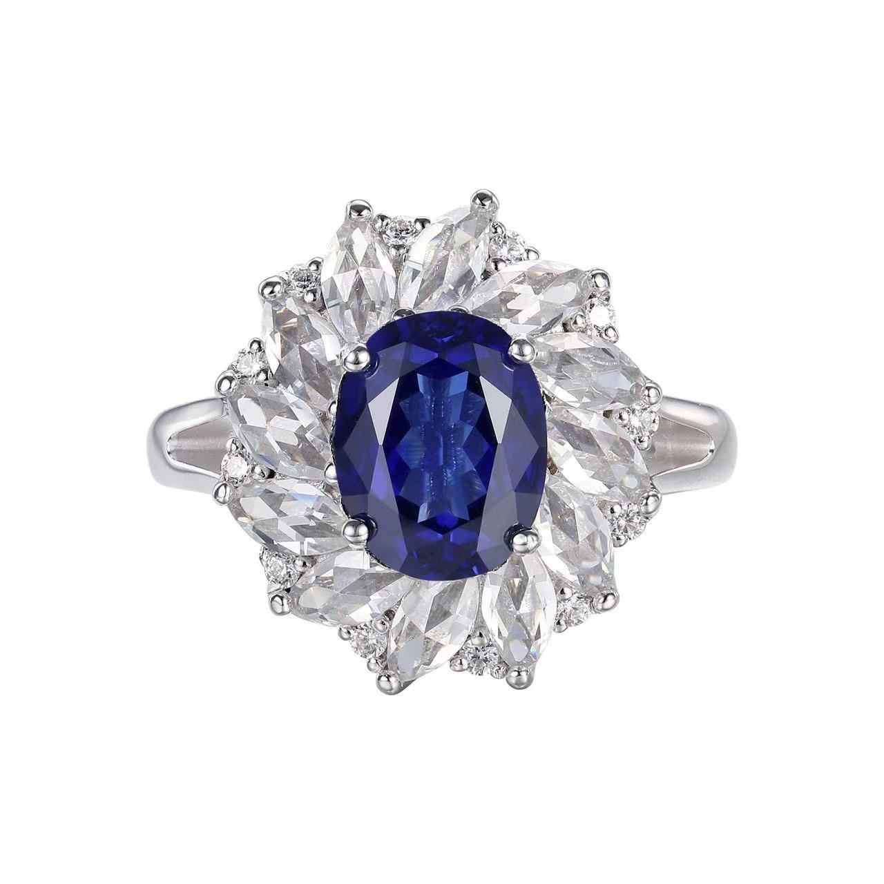 Gala 3ct Sapphire rings with Moissanite Halo