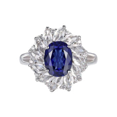 Gala 3ct Sapphire rings with Moissanite Halo