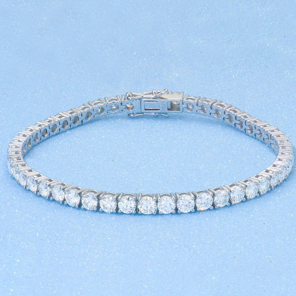 S925 Sterling Silver Moissanite Tennis Bracelet â€?Full Pavé 2-6mm Stones, Luxury Unisex Jewelry Pearl Unique