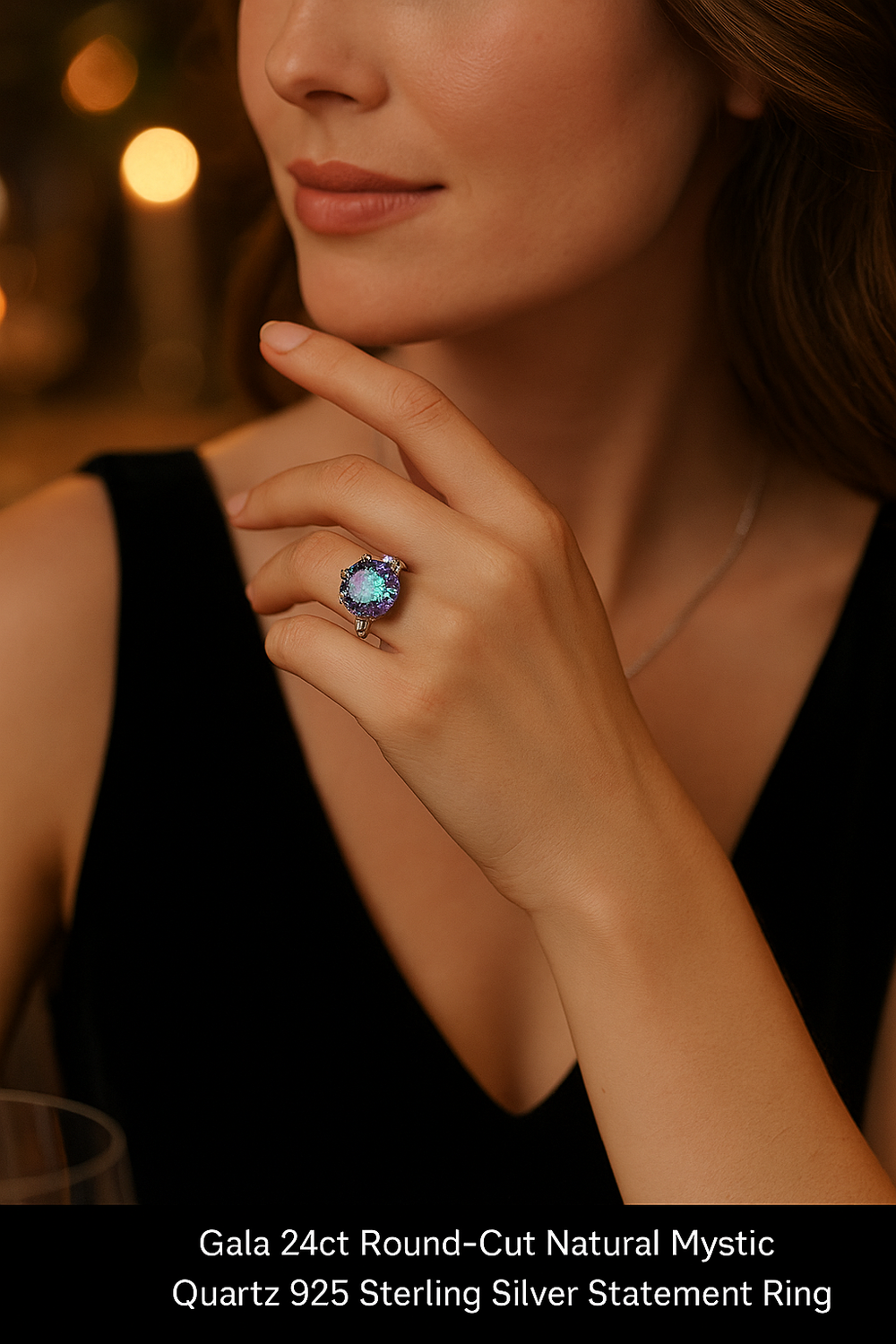 Rainbow Mystic Quartz Statement Ring luxury jewelry