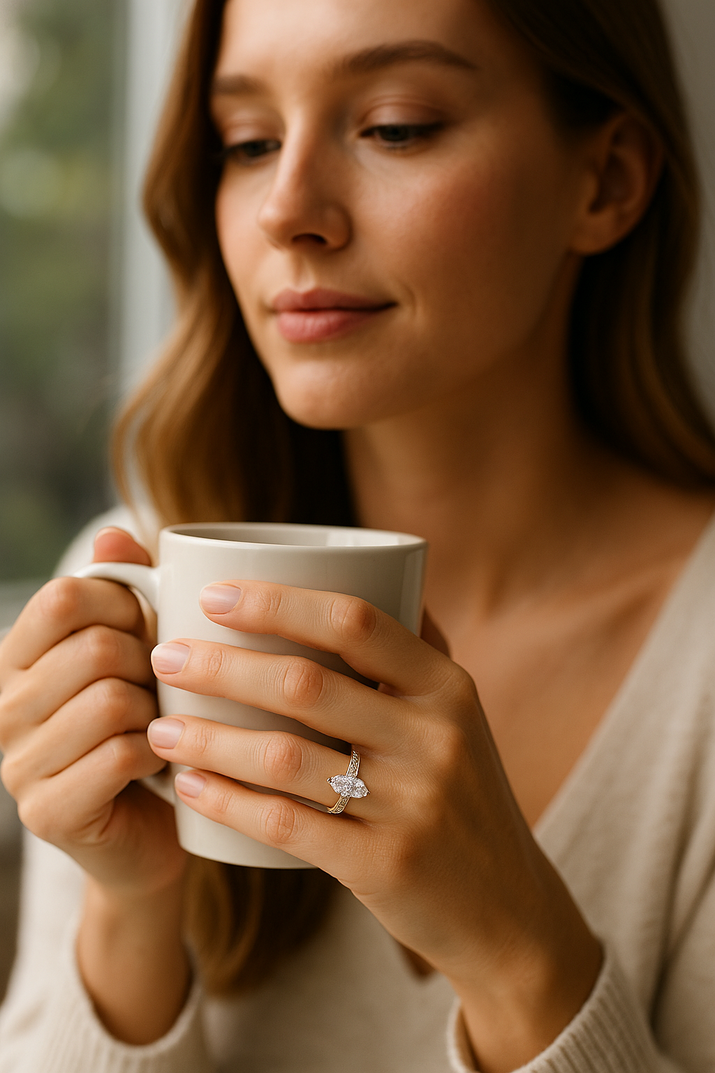 Prologue · 1.5ct Marquise · S925 Sterling Silver · Moissanite Engagement Ring (Minimal solitaire with pavé band — classic best-seller)