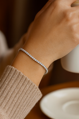 Prologue 2–6 mm Round S925 Sterling Silver Moissanite Tennis Bracelet （WG/GD/RG)